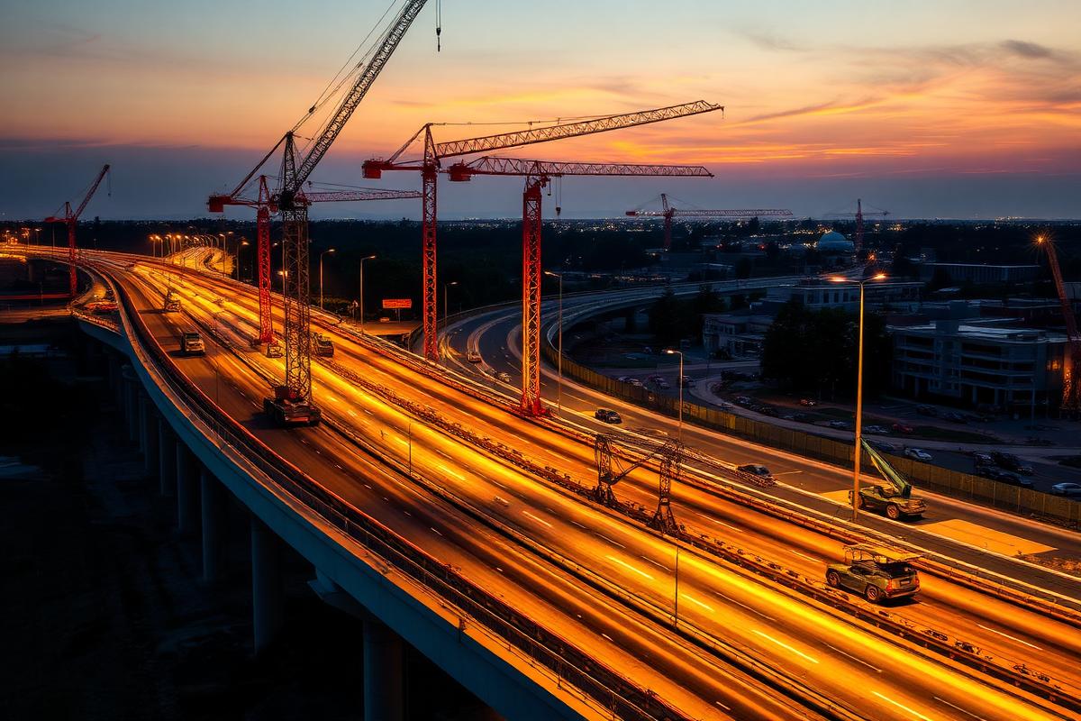 Highway construction site — infrastructure spare parts supply